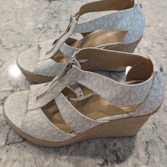 Michael Kors Women's Damita White Platform Espadrille Wedges Size 9 - Picture 2 of 3